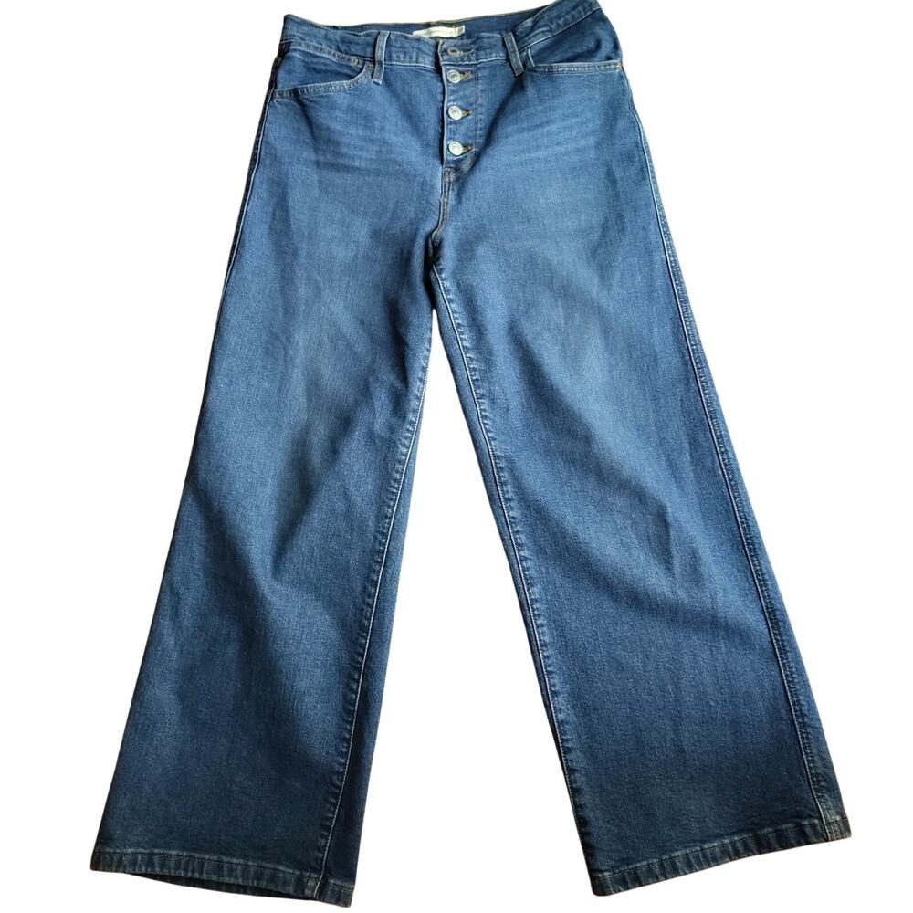 Levi’s Mile High Cropped Wide Leg Jeans — Size 29x27 — Medium/Dark Wash